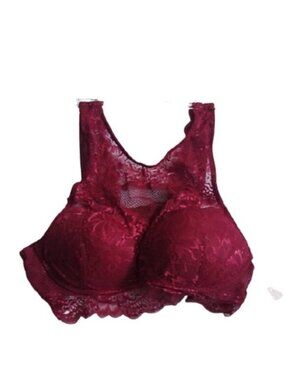 Candie's Long Lace Padded Bra, Tibetan Red, Small